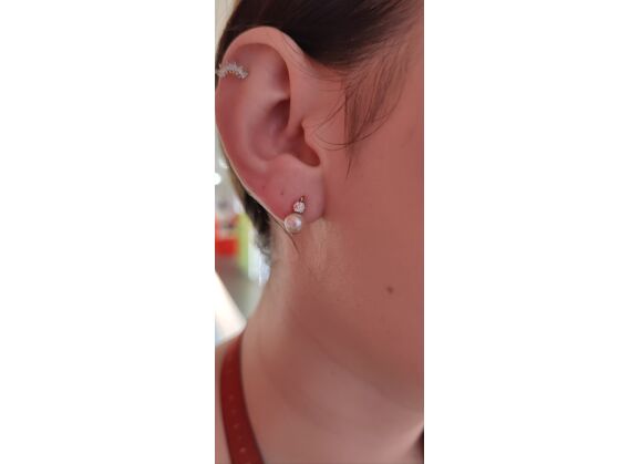 Image Boucle d'oreille Dormeuses Or jaune Perle Diamant