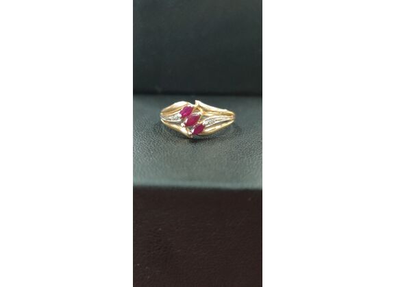 Image Bague Or jaune Rubis Diamant