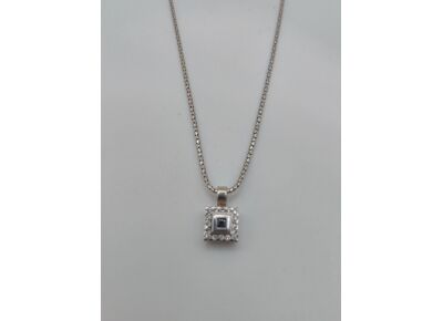 Image Collier Or blanc Diamant Pierre bleue