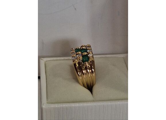 Image Bague Or jaune Emeraude Diamant