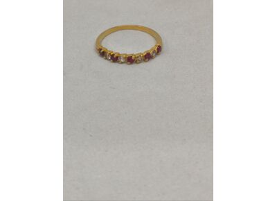 Image Bague Or jaune Oxyde de zirconium Pierre rouge