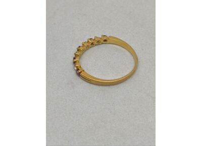 Image Bague Or jaune Oxyde de zirconium Pierre rouge