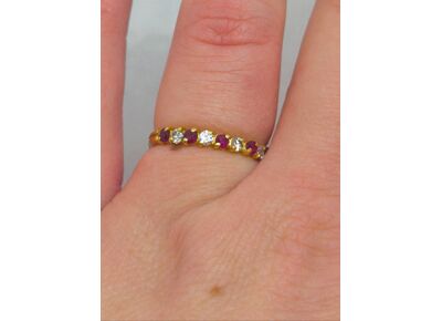 Image Bague Or jaune Oxyde de zirconium Pierre rouge