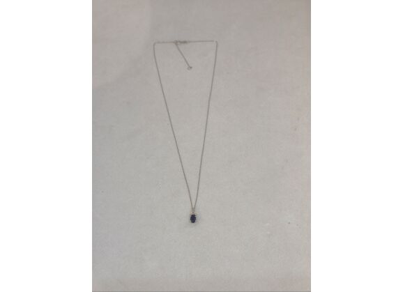 Image Collier Or blanc Diamant Pierre bleue