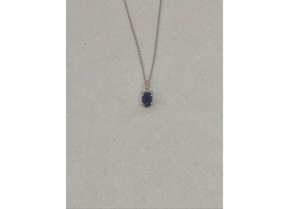 Image Collier Or blanc Diamant Pierre bleue
