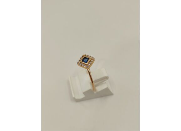Image Bague Plaqué or Pierre bleue