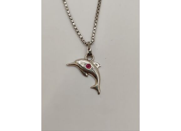 Image Collier Argent Pierre rose