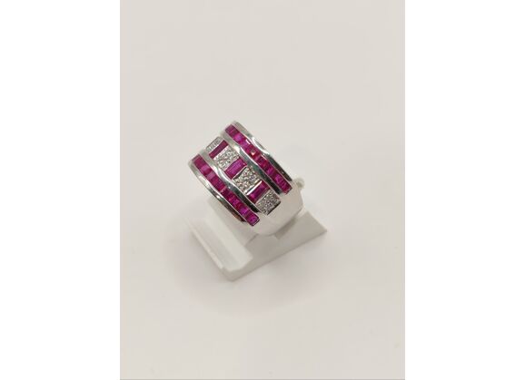 Image Bague Or blanc Rubis Diamant