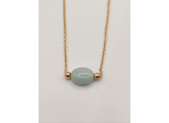 Image Collier Plaqué or Pierre verte