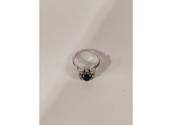 Image Bague Or blanc Saphir Diamant