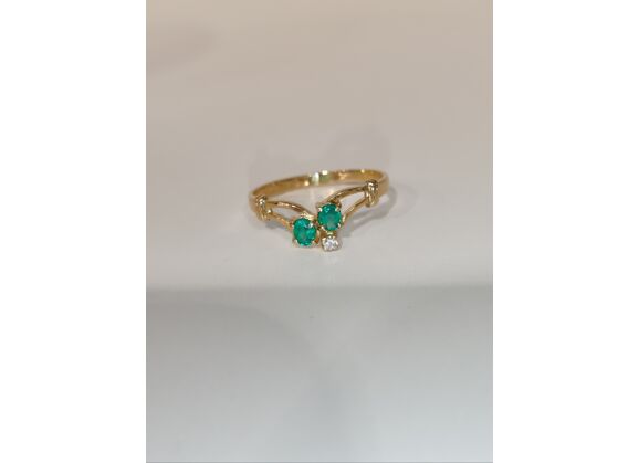 Image Bague Or jaune Emeraude Diamant
