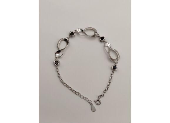 Image Bracelet Argent Pierre noire Oxyde de zirconium