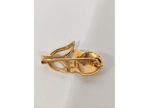 Image Broche Or empierré NON SIGNE Or jaune Diamant Sans