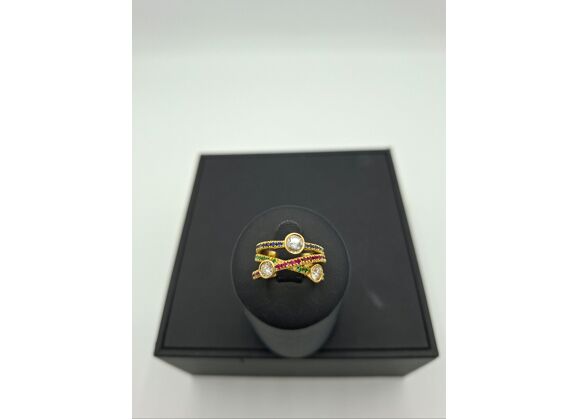 Image Bague Or jaune Emeraude Diamant