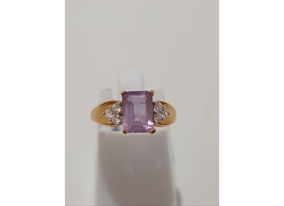 Image Bague Or jaune Améthyste Oxyde de zirconium