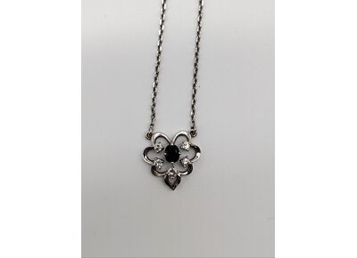 Image Collier Or blanc Saphir Diamant