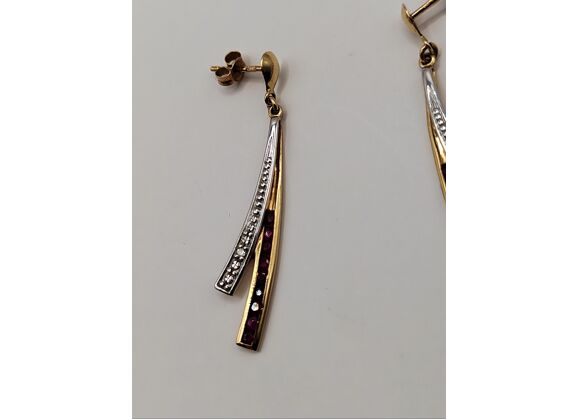 Image Boucles d'oreilles Or jaune Diamant Rubis
