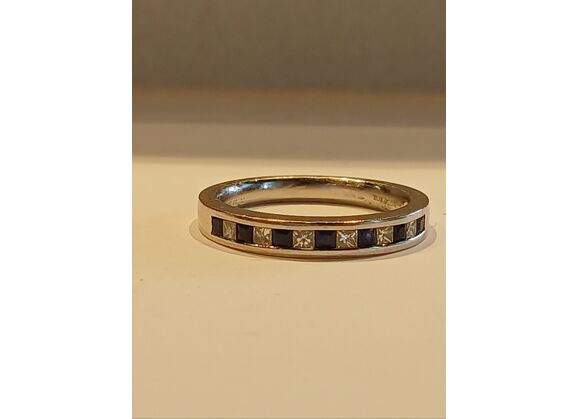 Image Bague Or blanc Diamant Saphir