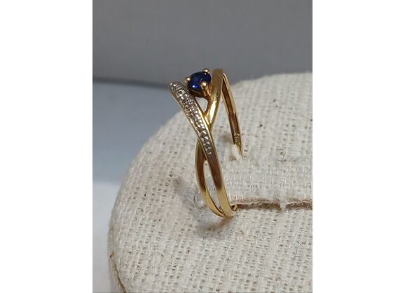 Image Bague Or jaune Or blanc Saphir Diamant