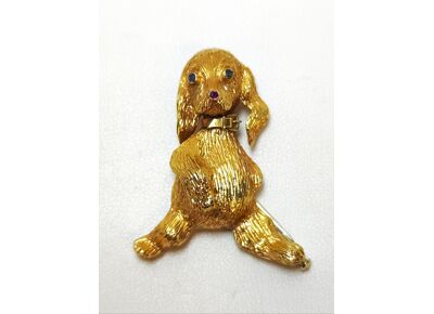 Image Broche Or empierré Or jaune Pierre bleue Pierre rouge