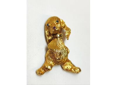 Image Broche Or empierré Or jaune Pierre bleue Pierre rouge