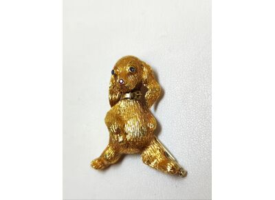 Image Broche Or empierré Or jaune Pierre bleue Pierre rouge