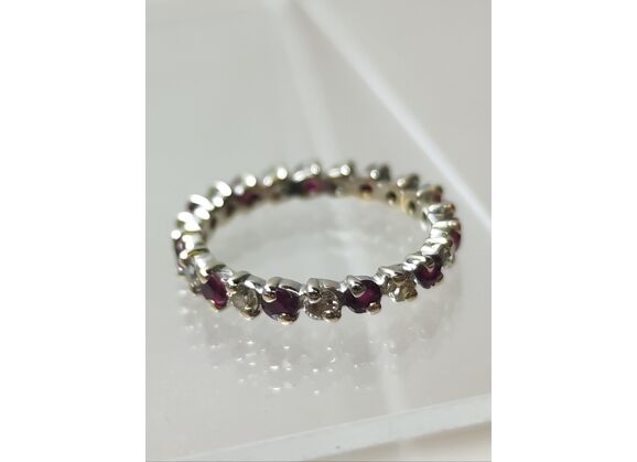 Image Bague Or blanc Diamant Pierre rouge