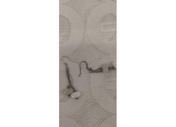 Image Boucle d'oreille Pendantes Argent Pierres blanches