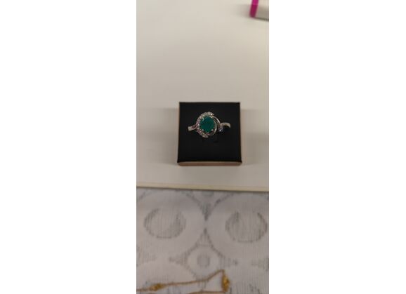 Image Bague Or blanc Emeraude Diamant