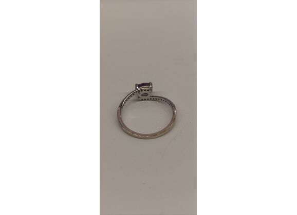 Image Bague Or gris Améthyste Oxyde de zirconium