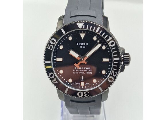 Image Montre Homme TISSOT Seaster powermatic 80 Caoutchouc Noir 43 mm