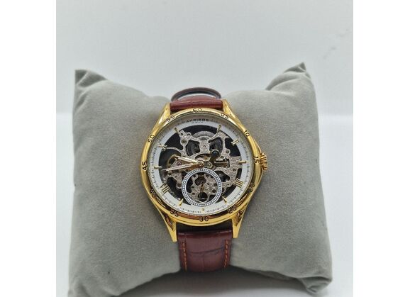 Image Montre Unisexe Skeleton Cuir Marron 38 mm