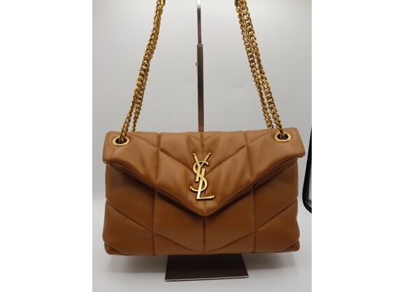 Image Sac à main YVES SAINT LAURENT Puffer Toy Porté épaule Cuir Marron