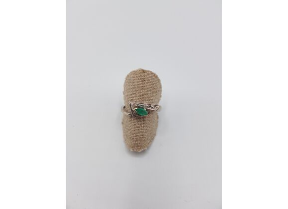 Image Bague Or blanc Emeraude Diamant