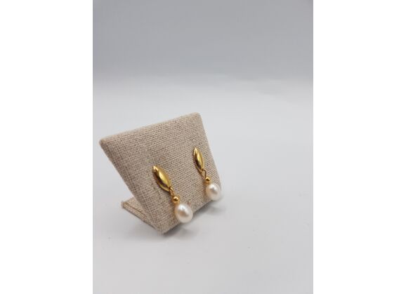 Image Boucles d'oreilles Puce Or jaune Perle
