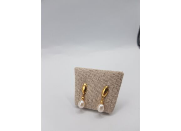 Image Boucles d'oreilles Puce Or jaune Perle