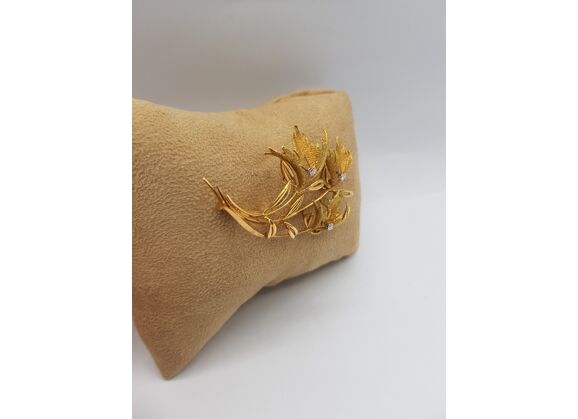 Image Broche Or empierré NON SIGNE Or jaune Diamants