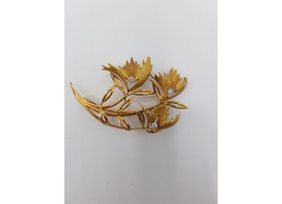 Image Broche Or empierré NON SIGNE Or jaune Diamants