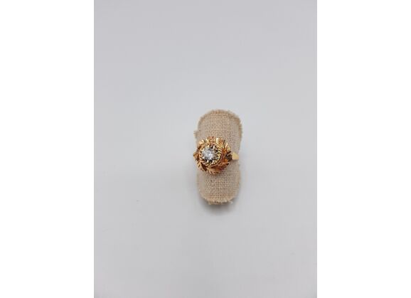 Image Bague Or rose Pierre blanche