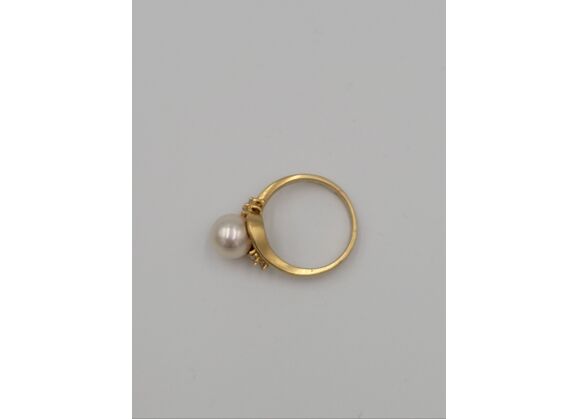 Image Bague Solitaire Or jaune Perle Oxyde de zirconium