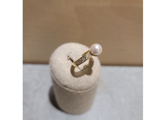 Image Bague Or jaune Perle Diamant