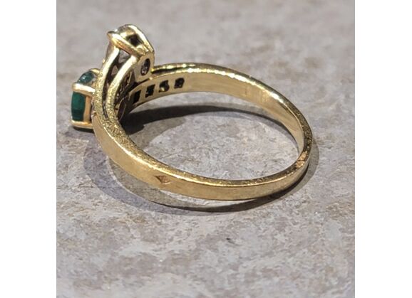 Image Bague Or jaune Emeraude Diamant