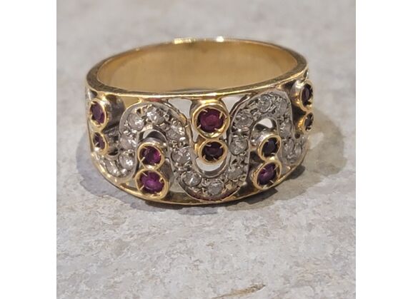 Image Bague Or jaune Rubis Diamant