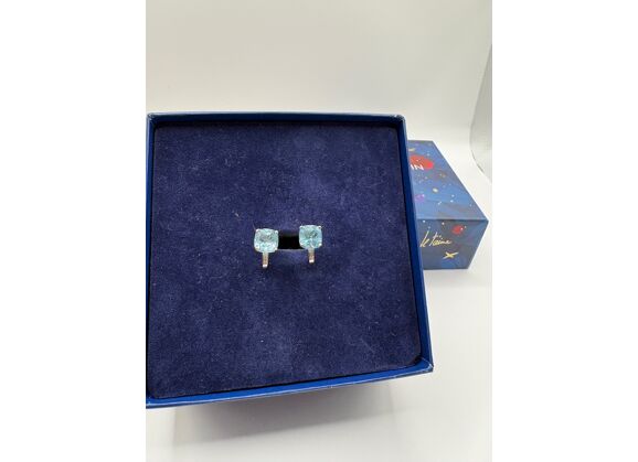 Image Boucles d'oreilles Or blanc Topaze Diamant
