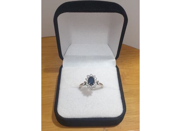 Image Bague Or blanc Saphir Diamant
