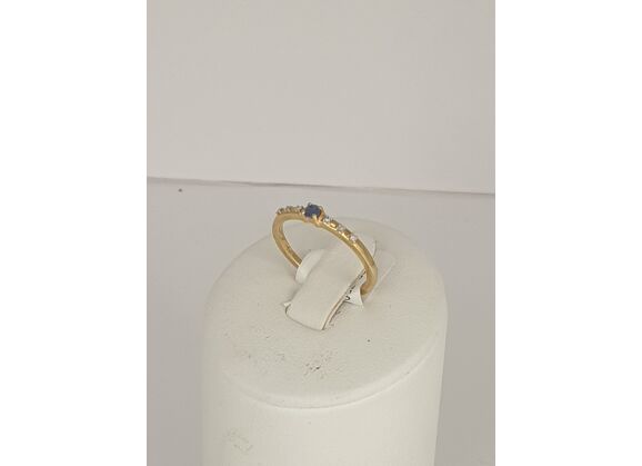 Image Bague Solitaire Or jaune Saphir Diamant