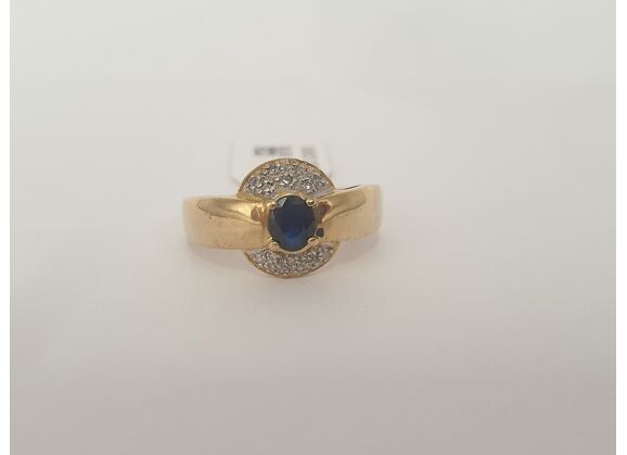 Image Bague Or jaune Saphir Diamant