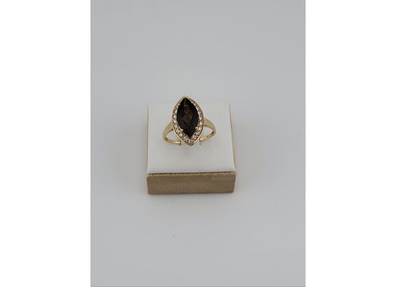 Image Bague Or jaune Quartz Pierre blanche