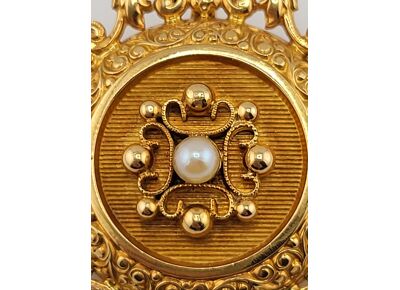 Image Broche Or empierré NON SIGNE Or jaune Perle Perle