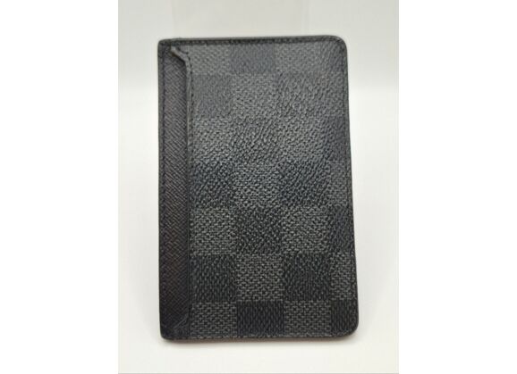 Image Portefeuille LOUIS VUITTON Cuir grainé Damier noir et gris